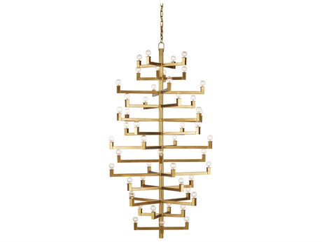 Currey & Company Andre 52-Light Brass Linear Tiered Chandelier