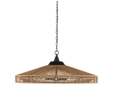 Currey & Company Maldives 5-Light Natural satin Black Brown Dome Pendant