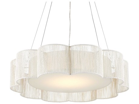Luxecor Ancroft 1-Light White Contemporary Silver Leaf LED Drum Linear Pendant