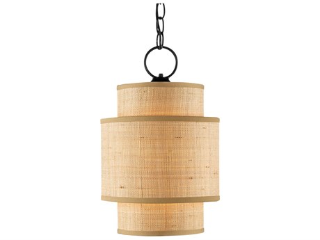 Currey & Company Mathias 1-Light Satin Black Natural Brown Round Mini Pendant