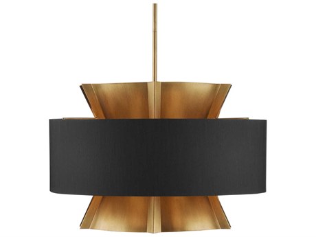 Currey & Company Oxenwood 6-Light Brass Black Linear Pendant