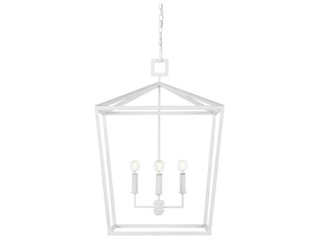 Currey & Company Denison 5-Light Gesso White Lantern Chandelier