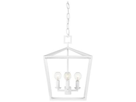 Currey & Company Denison 4-Light Gesso White Lantern Chandelier