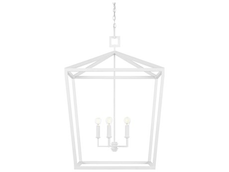 Currey & Company Denison 4-Light Gesso White Chandelier