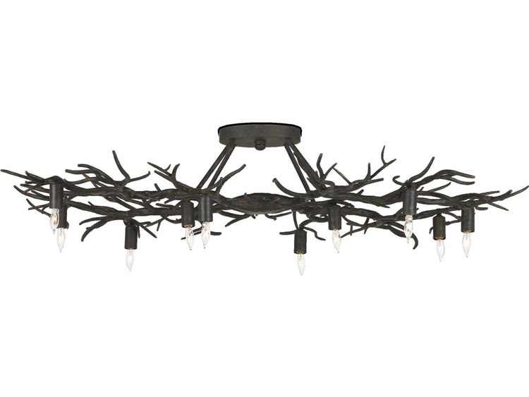 Photos - Chandelier / Lamp Rainforest Currey & Company  10-Light Rustic Bronze Semi Flush Mount 9000-0981 