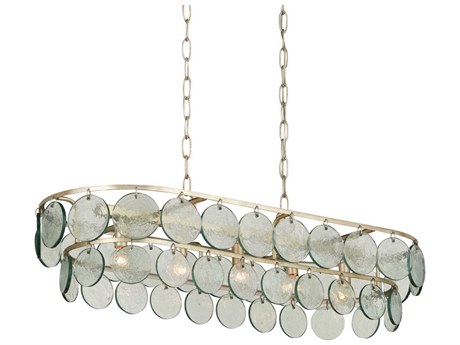 Currey & Company Settat 5-Light Silver Leaf Glass Linear Island Pendant