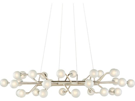 Currey & Company Chaldea 30-Light Contemporary Silver Leaf Glass Globe Chandelier