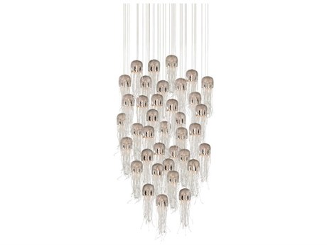 Currey & Company Medusa 36-Light Nickel Silver Glass Bowl Tiered Pendant