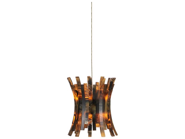 Photos - Chandelier / Lamp Wide Currey & Company Alsop 1-Light Brown Black Silver Geometric Mini Pendant 9000-1040 