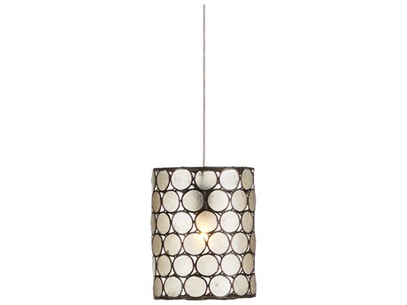 Currey & Company Regatta 1-Light Cupertino Silver Black Drum Mini Pendant