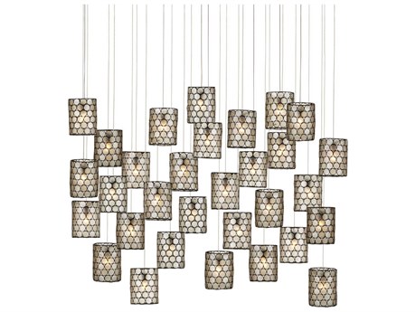 Currey & Company Regatta 30-Light Cupertino Silver Black Drum Tiered Island Pendant