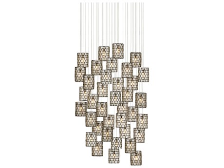 Currey & Company Regatta 36-Light Cupertino Silver Black Drum Tiered Pendant