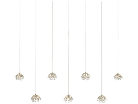 Currey & Company Crystal Bud 7-Light contemporary Silver silver Clear Geometric Tiered Island Pendant