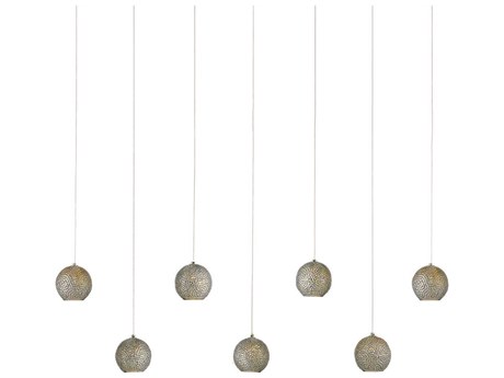 Currey & Company Giro 7-Light Nickel Glass Globe Tiered Island Pendant