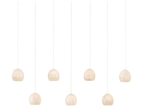 Currey & Company Lazio 7-Light Natural Stone Silver Brown Globe Tiered Island Pendant