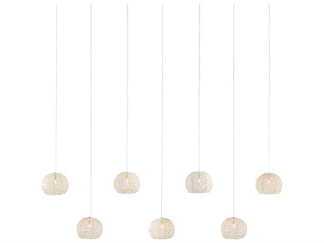 Currey & Company Piero 7-Light Sugar White Silver Globe Tiered Island Pendant