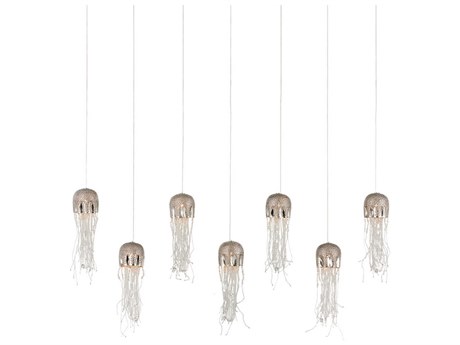 Currey & Company Medusa 7-Light Nickel Silver Glass Tiered Island Pendant