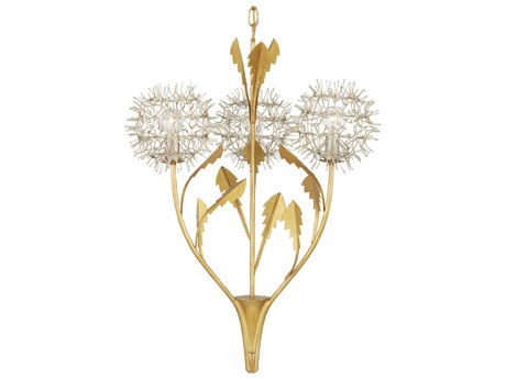 Currey & Company Dandelion 3-Light Gold Geometric Pendant