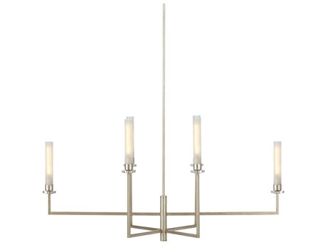 Currey & Company Courante 6-Light Champagne Frosted White Silver Glass Cylinder Island Pendant
