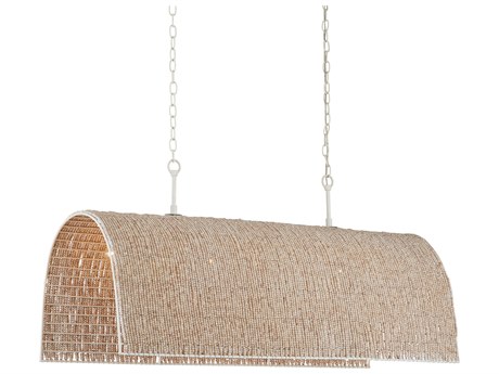 Currey & Company Aztec 7-Light Whitewash White Linear Island Pendant
