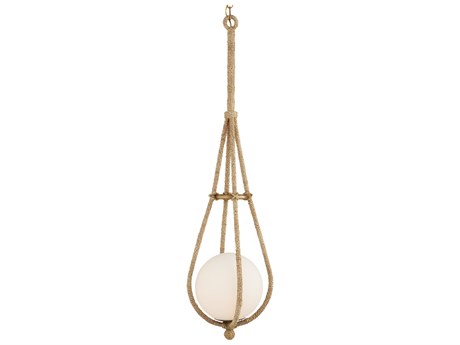 Currey & Company Passageway 1-Light Natural Dorado Gold Frosted White Brass Glass Globe Mini Pendant