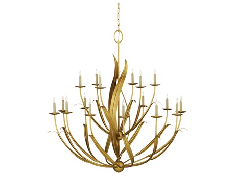 Currey & Company Menefee 18-Light8-Light Antique Gold Leaf Candelabra Chandelier