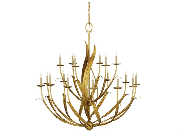 Photos - Chandelier / Lamp Wide Currey & Company Menefee 18-Light8-Light Antique Gold Leaf Candelabra Chandelier 9000-1107 