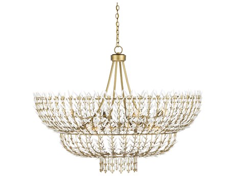 Currey & Company Magnum Opus 12-Light Brass White Glass Chandelier