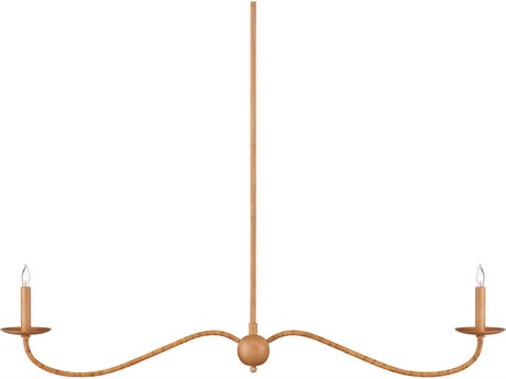 Currey & Company Saxon 2-Light Saddle Tan Natural Brown Island Pendant