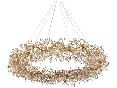 Currey & Company Crystal Bud 24-Light Clear Brass Chandelier