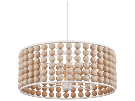Currey & Company Holcroft 6-Light Sandstone Sugar White Drum Chandelier