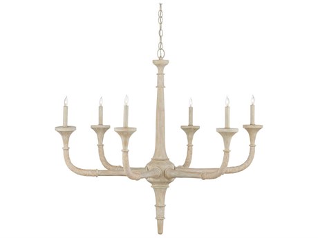 Currey & Company Aleister 6-Light Sandstone Off White Candelabra Chandelier