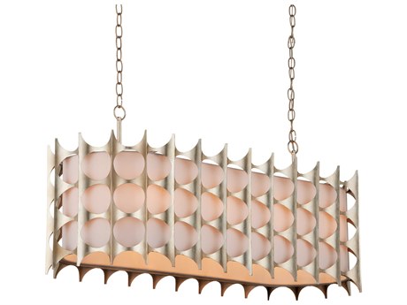 Currey & Company Bardi 8-Light Contemporary Silver Leaf Island Pendant
