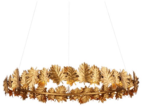 Currey & Company English 1-Light Gold Leaf Round Pendant