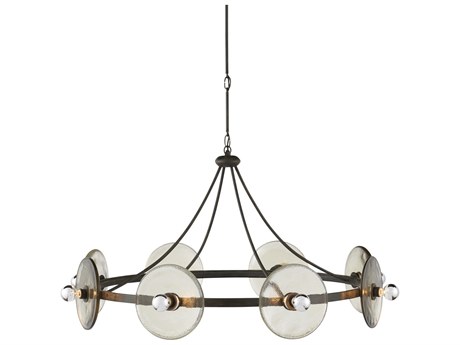 Currey & Company Circumstellar 8-Light Black Iron Clear Chandelier