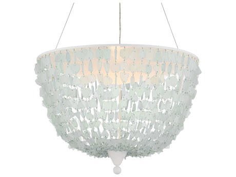 Currey & Company Thalassa 1-Light Seaglass Sugar White Bowl Pendant