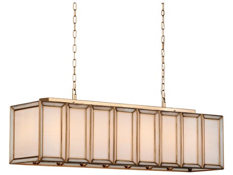 Currey & Company Daze 6-Light White Antique Brass Island Pendant