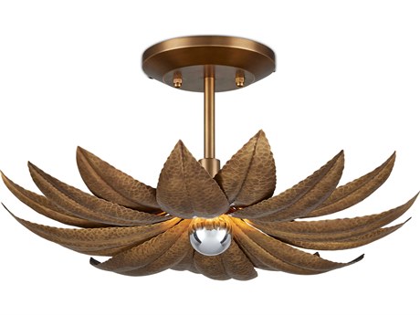 Currey & Company Alithea 1-Light Antique Brass Semi Flush Mount