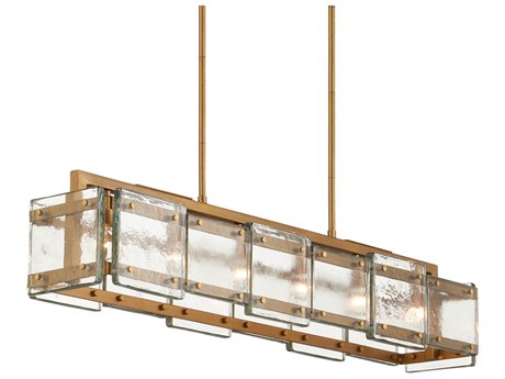 Currey & Company Countervail 6-Light Clear Antique Brass Island Pendant