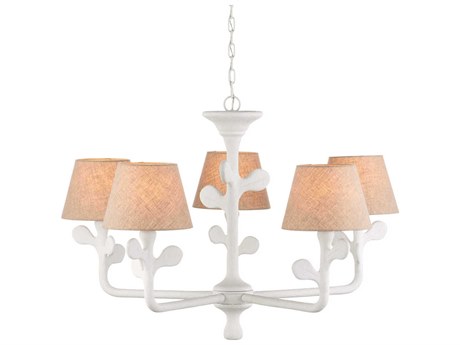 Currey & Company Charny 5-Light Gesso White Chandelier