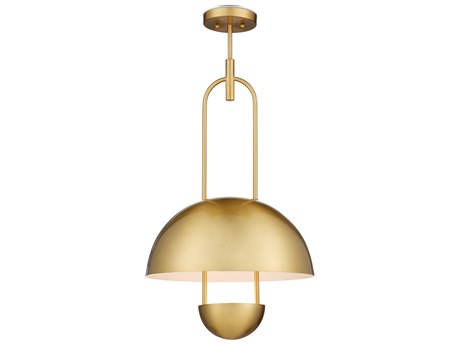 Currey & Company Creighton 1-Light Brass White Dome Semi Flush Mount