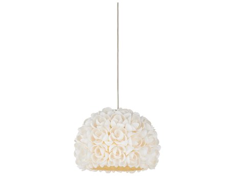 Currey & Company Virtu 1-Light Natural Silver White Dome Mini Pendant