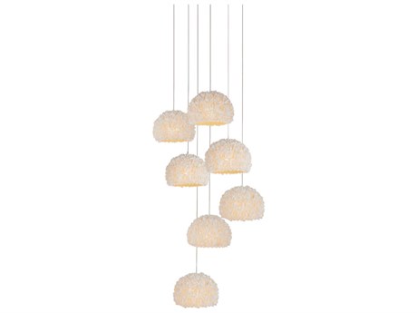 Currey & Company Virtu 7-Light Natural Silver White Dome Pendant