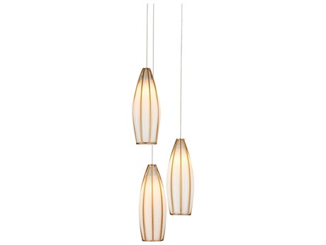 Currey & Company Parish 3-Light White Antique Brass Silver Mini Pendant