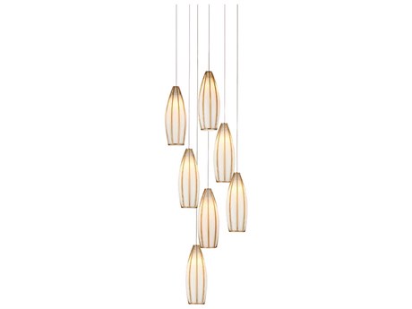 Currey & Company Parish 7-Light White Antique Brass Silver Pendant