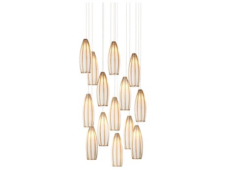 Currey & Company Parish 15-Light White Antique Brass Silver Pendant