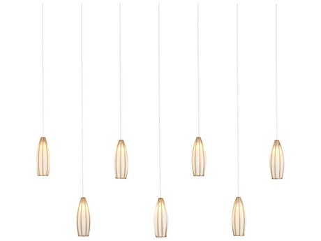 Currey & Company Parish 7-Light White Antique Brass Silver Island Pendant