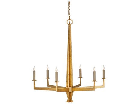 Currey & Company Goldfinch 6-Light Washed Lucerne Gold Candelabra Chandelier