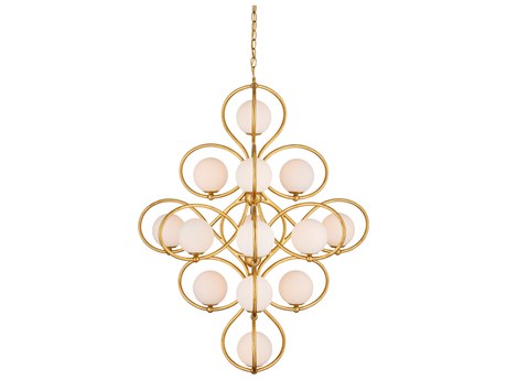 Currey & Company Storrs 14-Light Gold Globe Geometric Chandelier