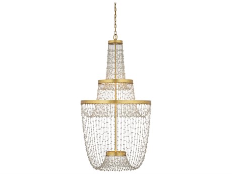 Currey & Company Mademoiselle 3-Light Polished Gold Tiered Chandelier